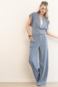 Est'Seven |  Pinstripe denim top Pfeiffer | blue | Picture 3