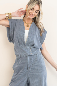 Est'Seven |  Pinstripe denim top Pfeiffer | blue | Picture 4
