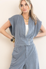 Est'Seven |  Pinstripe denim top Pfeiffer | blue | Picture 5