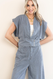 Est'Seven |  Pinstripe denim top Pfeiffer | blue | Picture 6