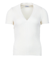Est'Seven |  Stretch top with V-neck Emma | natural