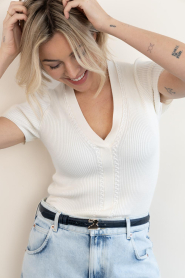 Est'Seven |  Stretch top with V-neck Emma | natural | Picture 9
