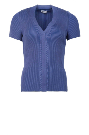 Est'Seven |  Stretch top with V-neck Emma | blue | Picture 1