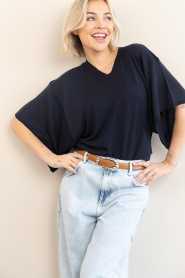Est'Seven |  Soft viscose sweater Suzette| dark blue  | Picture 2
