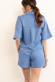 Est'Seven |  Linen mix blouse Freya | blue | Picture 7