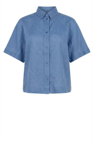 Est'Seven |  Linen mix blouse Freya | blue