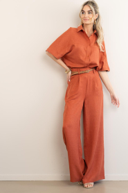 Est'Seven |  Linen mix blouse Freya | orange  | Picture 3