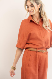 Est'Seven |  Linen mix blouse Freya | orange  | Picture 4