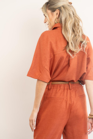Est'Seven |  Linen mix blouse Freya | orange  | Picture 7