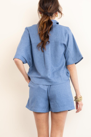 Est'Seven :  Linen mix short Trinity | dark blue - img7