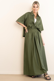 Est'Seven :  Poplin maxi skirt Aylin | dark green  - img3