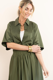 Est'Seven |  Poplin blouse Alijah | green  | Picture 7