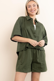 Est'Seven |  Poplin blouse Alijah | green  | Picture 6
