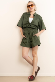 Est'Seven |  Poplin blouse Alijah | green  | Picture 4
