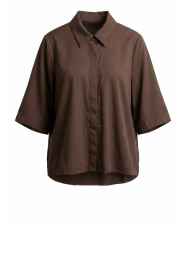 Est'Seven |  Poplin blouse Alijah | brown
