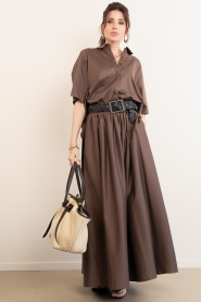Est'Seven |  Poplin blouse Alijah | brown | Picture 3