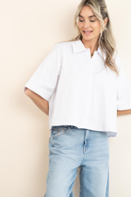 Est'Seven |  Poplin blouse Alijah | white  | Picture 2
