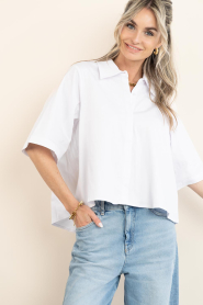 Est'Seven |  Poplin blouse Alijah | white  | Picture 4