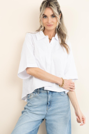 Est'Seven |  Poplin blouse Alijah | white  | Picture 6