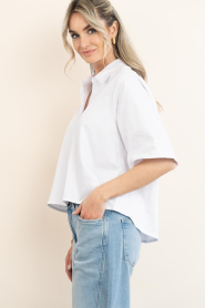 Est'Seven |  Poplin blouse Alijah | white  | Picture 7