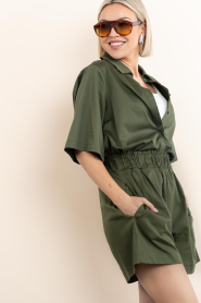 Est'Seven |  Poplin shorts Defne | green  | Picture 5