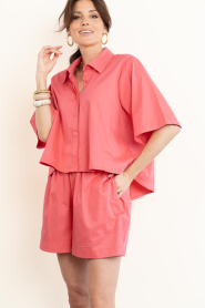 Est'Seven :  Poplin blouse Alijah | pink  - img2