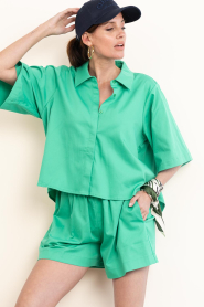 Est'Seven |  Poplin blouse Alijah | green  | Picture 2