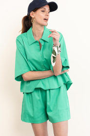 Est'Seven |  Poplin blouse Alijah | green  | Picture 4