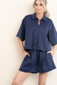 Est'Seven :  Poplin blouse Alijah | blue - img4