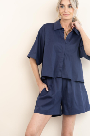 Est'Seven :  Poplin blouse Alijah | blue - img5