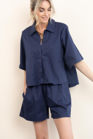 Est'Seven :  Poplin blouse Alijah | blue - img6