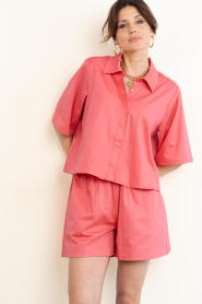 Est'Seven :  Poplin shorts Defne | pink  - img2