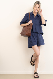 Est'Seven |  Poplin shorts Defne | blue | Picture 3