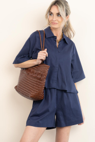 Est'Seven |  Poplin shorts Defne | blue | Picture 2