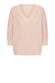 by-bar |  Cotton sweater with V-neck Lune | pink | Picture 1