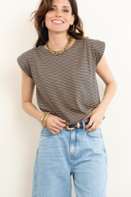 by-bar :  Striped sleeveless top Nilou | blue - img2