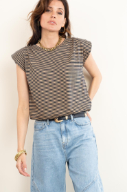 by-bar :  Striped sleeveless top Nilou | blue - img5