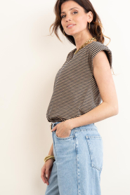 by-bar :  Striped sleeveless top Nilou | blue - img7