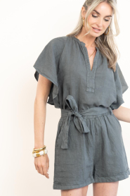 by-bar |  Linen top Vina | black | Picture 7