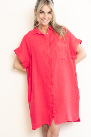 by-bar |  Linen dress Hella | red | Picture 2
