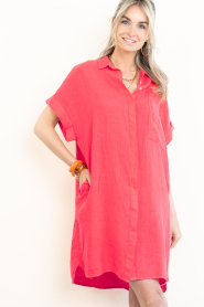 by-bar |  Linen dress Hella | red | Picture 4