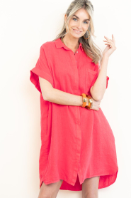 by-bar |  Linen dress Hella | red | Picture 5