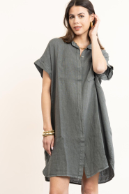by-bar |  Linen dress Hella | black | Picture 2