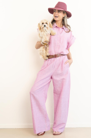 by-bar |  Linen blend pants Benji | pink | Picture 2