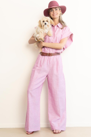 by-bar |  Linen blend pants Benji | pink | Picture 3