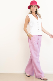 by-bar |  Linen blend pants Benji | pink | Picture 4