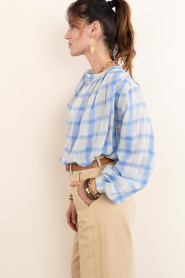 by-bar :  Checkered blouse Nyka | blue - img7