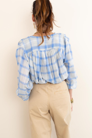 by-bar :  Checkered blouse Nyka | blue - img8