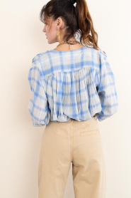 by-bar :  Checkered blouse Nyka | blue - img9