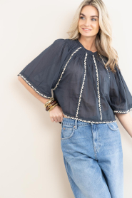 by-bar |  Top with embroidery Emmi | black | Picture 4